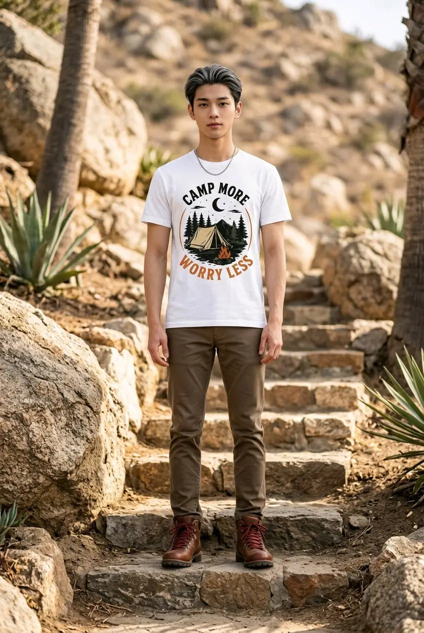 Camp More Worry Less T-Shirt TeeStation